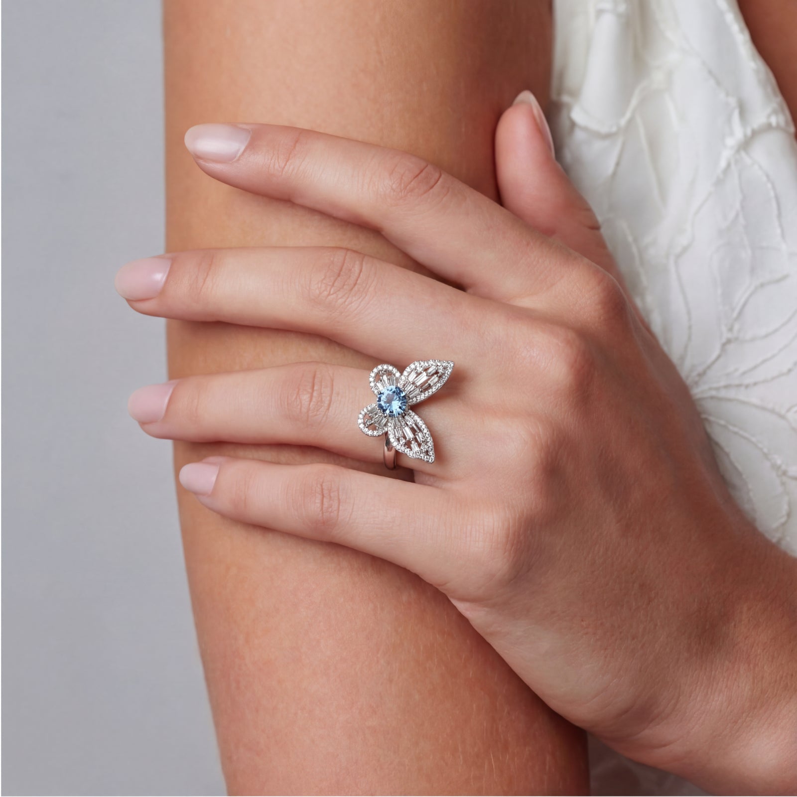 Blue Butterfly Moissanite Ring